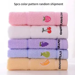 Cute Cartoon Baby Face Shower Towels Set of 5, Soft Absorbent for Sensitive Skin, Ideal for Bathing & Daily Use, Gentle Care Accessories