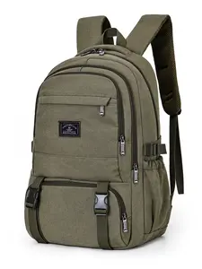 Men's Large Capacity Backpack, Multi-Functional Travel Laptop Bag, Waterproof Outdoor Hiking Backpack, 15.6 Inch Notebook Case, Army