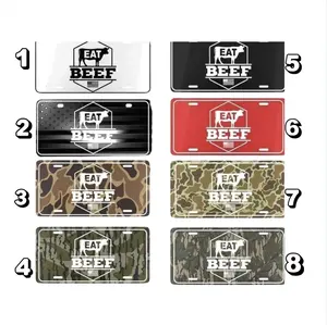 EAT BEEF Camo License Plate - 12" x 6" Aluminum Vanity Tag for US Vehicles - Made in USA with Pre-Drilled Holes for Easy Installation