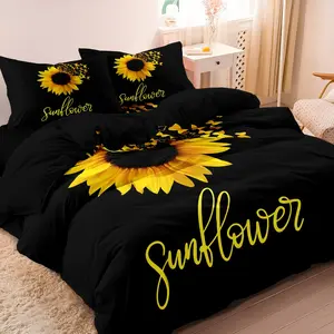 3pcs Sunflower Printed bedding Duvet Cover Set,Suitable for Bedrooms And Guest Rooms. Soft And Comfortable Duvet Cover, a Gift for Family And Friends (1 Duvet Cover + 2 Pillowcases, No Core)