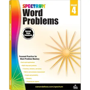 Spectrum Word Problems 4th Grade Math Workbooks, Geometry, Algebra Prep, Fractions, Decimals, Probability, Money, and More Mathematics, Classroom or Homeschool Curriculum Paperback – December 2, 2013