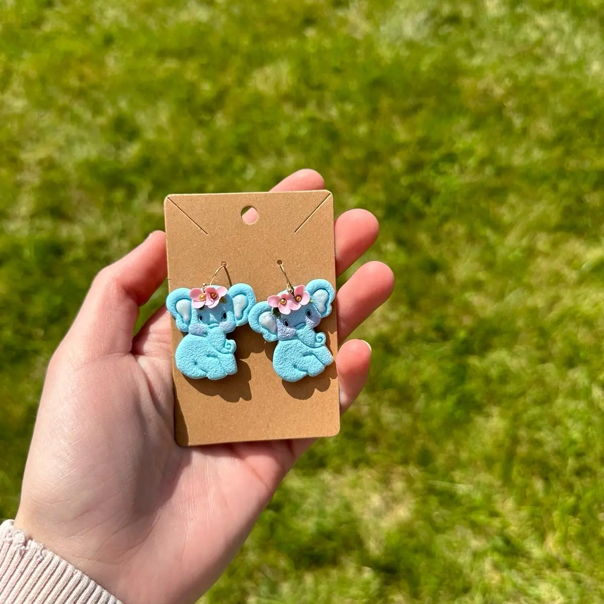 Baby Elephant Clay Earrings