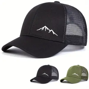 Unisex Mountain Range Embroidered Baseball Cap Mesh Hat Outdoor Adjustable Sunscreen Leisure Hat Spring Autumn Travel Tourism Beach Vacation