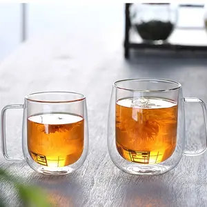 Creative Home Milk Coffee Cup, Office Creative Insulated Double Wall Mug with Handle, Double Layer Glass Cup, Drinkware, Durable & Stylish Design