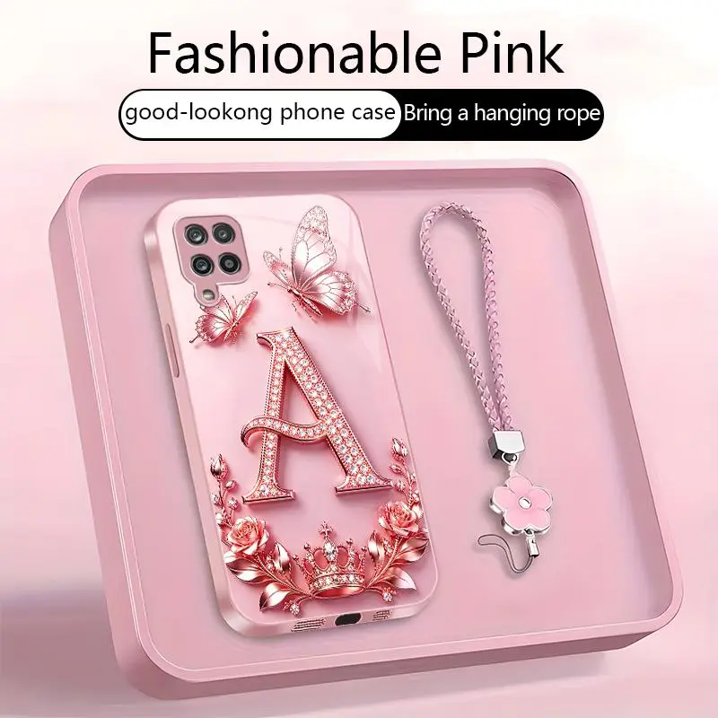 Suitable for [Galaxy A12 ] High-end, stylish letter-patterned phone case, 2D printed pattern, not 3D,full-coverage protection, free lanyard included,Purchase now and enjoy free shipping immediately！YM99