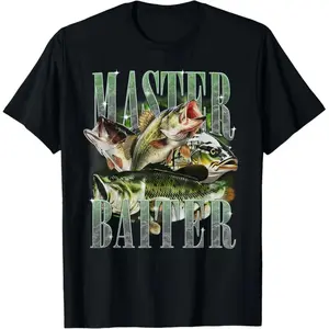 Master Baiter Bass Fishing Fisher Papa Dad Happy Fathers Day T-Shirt