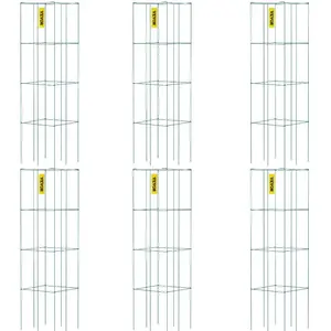 Tomato Cages, 14.6x 14.6x 39.4, 6 Packs Square Plant Support Cages, Green PVC-Coated Steel Tomato Towers for Climbing Vegetables, Plants, Flowers, Fruits