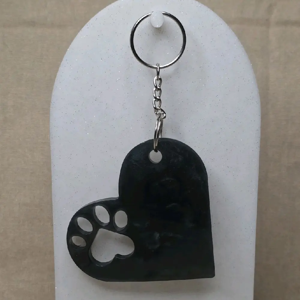 Heart Paw Handmade Resin Keychain