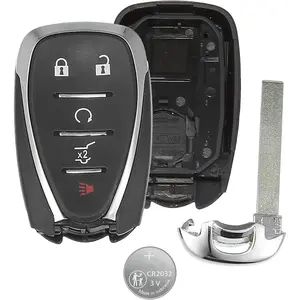 Fob Shell with Battery, 5-Button Smart Case Cover Replacement for Chevrolet Equinox Traverse Blazer Chevy SUV HYQ4AA HYQ4EA HYQ4AS HYQ4ES