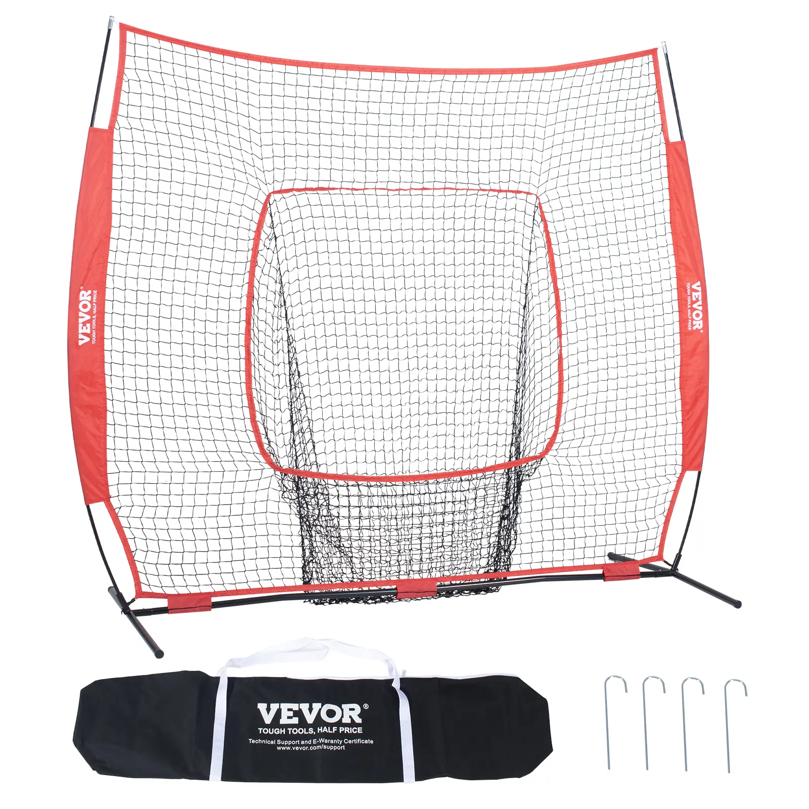 【summerfinds】VEVOR 7x7 ft Baseball Softball Practice Net, Portable Baseball Training Net for Hitting Batting Catching Pitching, Backstop Baseball Equipment Training Aids with Carry Bag and Strike Zone