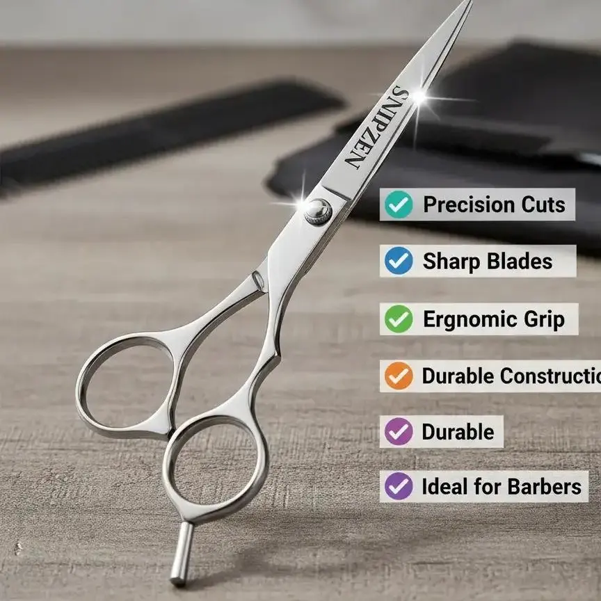 SNIPZEN Professional Barber Scissors 6.5 Inch, Stainless Steel Hair Cutting Shears, Sharp Salon Scissors, Ergonomic Hair Shears for Barbers & Stylists Hair Cutting Kit Hair Styling Storage Thinning Shears