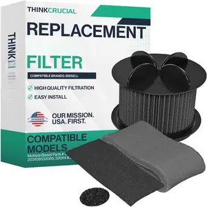 Think  Round Washable Replacement  Filter Compatible with Multiple Bissell Parts # 2031183, 2031085ES, 203108532065, 32064 & 32065 (Vaccum Filter + Kit)