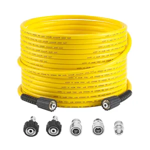Tool Daily Pressure Washer Hose 100 FT X 1/4", Power Washer Replacement Extension Hose with M22 14mm Fitting, Kink Resistant,3/8" Quick Connect Kit For Gas & Electric Pressure Washer, 3600 PSI