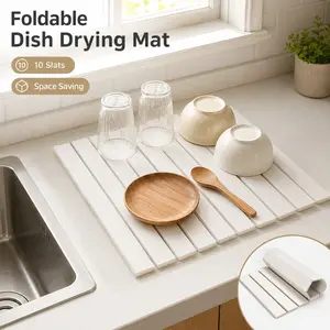 Eco-Friendly Diatomaceous Earth Countertop Mat - 24x16in Natural Stone-Texture Plain Rectangle, Absorbs Water, Antimicrobial, Algae-Resistant, Quick-Drying, Heat-Resistant, Durable Kitchen Accessory for Dish Storage