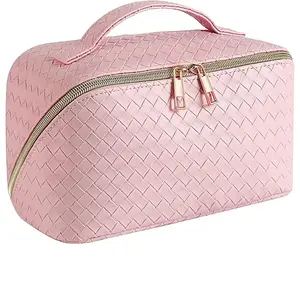 PU cosmetic bag, high appearance level, large capacity, convenient pillow, cosmetic bag, travel, wash, embossed, multi-functional storage bag, Vanity Bag Organizer