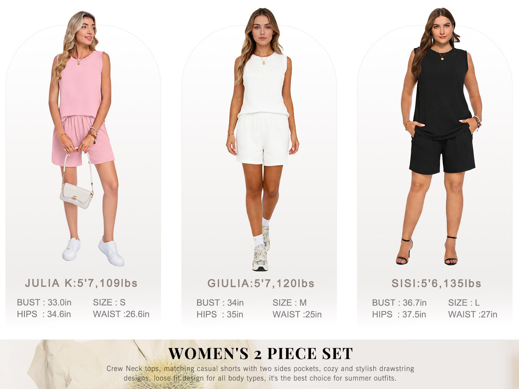 AUSELILY Cloud Soft 2 Piece Sets for Women Crew Neck Sleeveless Top and Shorts Lounge Casual Home Outfit