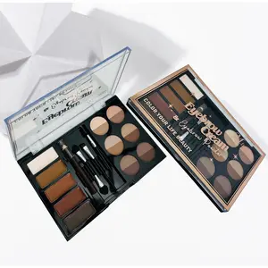 Waterproof Eyebrow Kit, 1 Set Long Lasting Eyebrow Powder & Eyeshadow Palette & Eyeliner Stencil, Professional Makeup Set for Women, Cosmetic