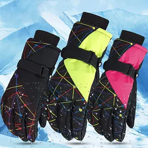 1 Pair Kids Winter Ski Gloves - High Quality Windproof Thermal Gloves with Hook-and-Loop Closure, Cold Weather Snow Gloves for Skiing, Snowboarding, Ice Skating - Neon Green/Black/Pink/Blue/Red/White/ - Ages 5-9 Years (Hand Washable), Kids heated gloves