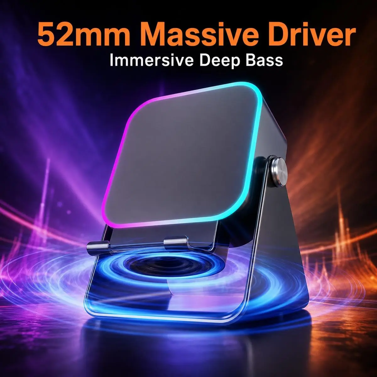 Multi-Functional Magnetic show Speaker Phone Stand - Surround Sound, Sensing Connection, Wireless Charging for Smartphones (Nest Mini-Style Compact Audio Device) light portable party bluetooth speaker