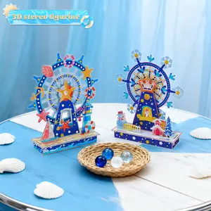 3D Ferris Wheel Diamond Painting Kit - Diamond Art Mosaic, Beach Paradise Themed, Shell & Star Decor, Handcrafted Tabletop Ornament, Summer Gift (Toys & Hobbies DIY Needlework)