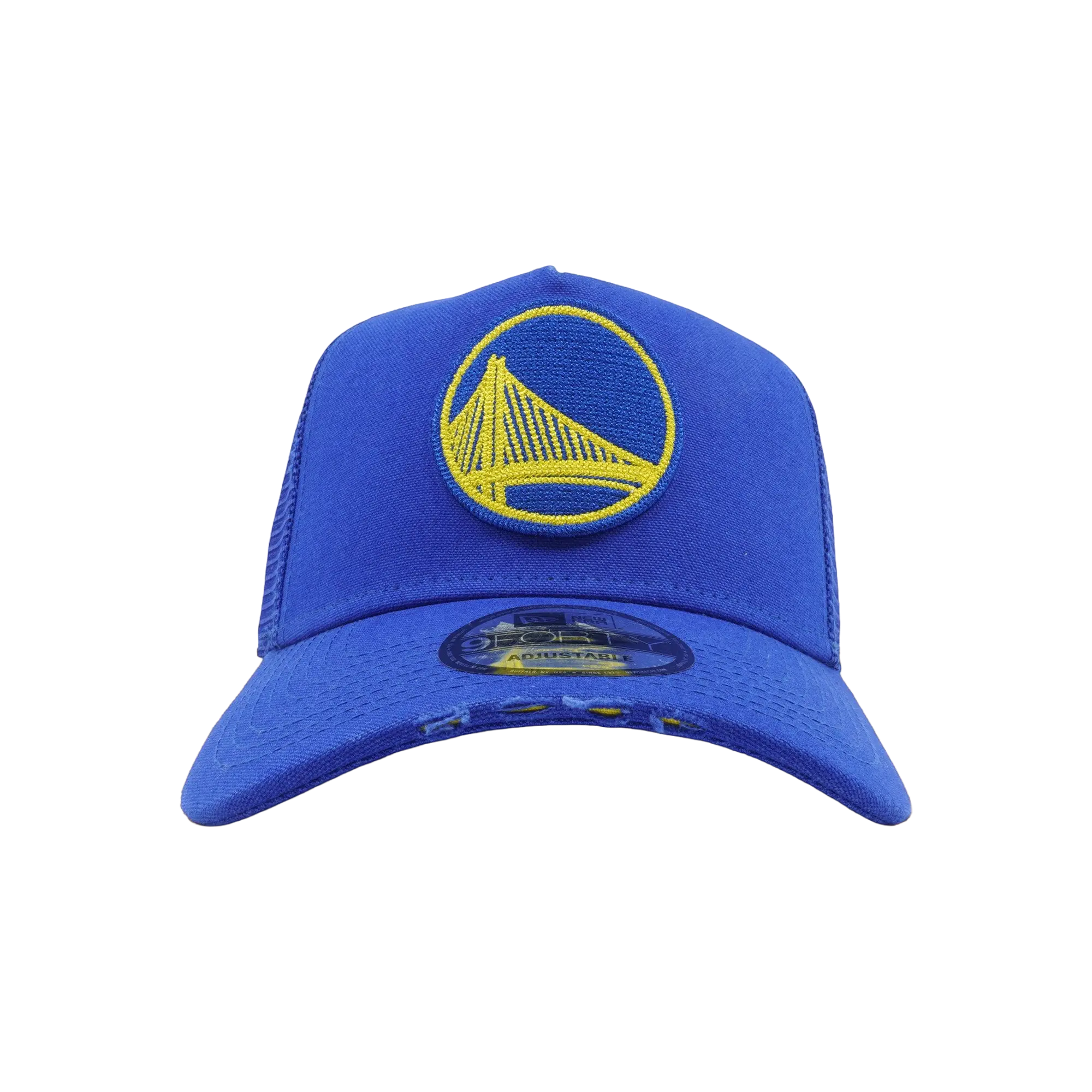 9FORTY Golden State Warriors Trucker Torn Snapback Hat "Blue" NE1166