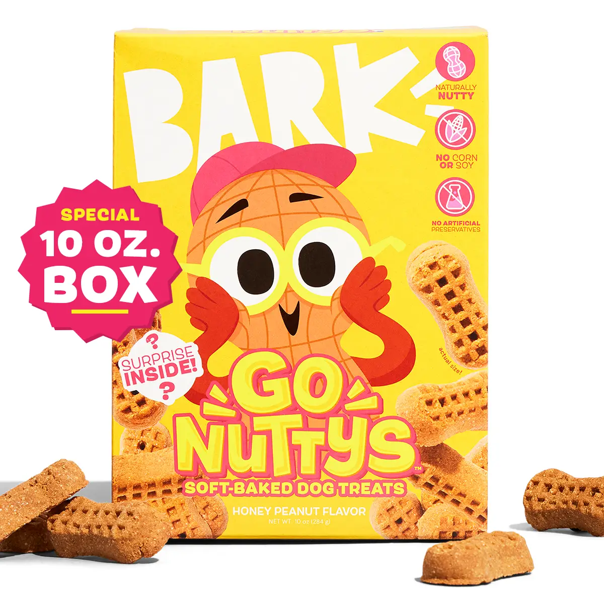 BARK Go Nutty's Soft baked Dog Treats - Honey Peanut Flavor