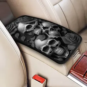 One 12.6x7.5-inch Rose Petal Skull-shaped Center Console Armrest Pad, Universal Car Armrest Pad, Car Interior Accessory, Suitable for Sedans, Vans, SUVs, and Trucks