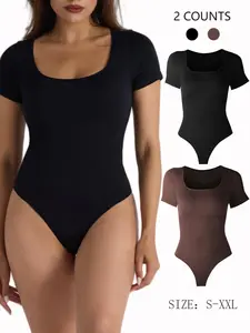 Women's Solid Color Shapewear Bodysuit, Built In Shaper, High Stretch Seamless Shaper, Tummy Control Butt Lifter, Ladies Shapewear for All Seasons, Comfortable Shapewear