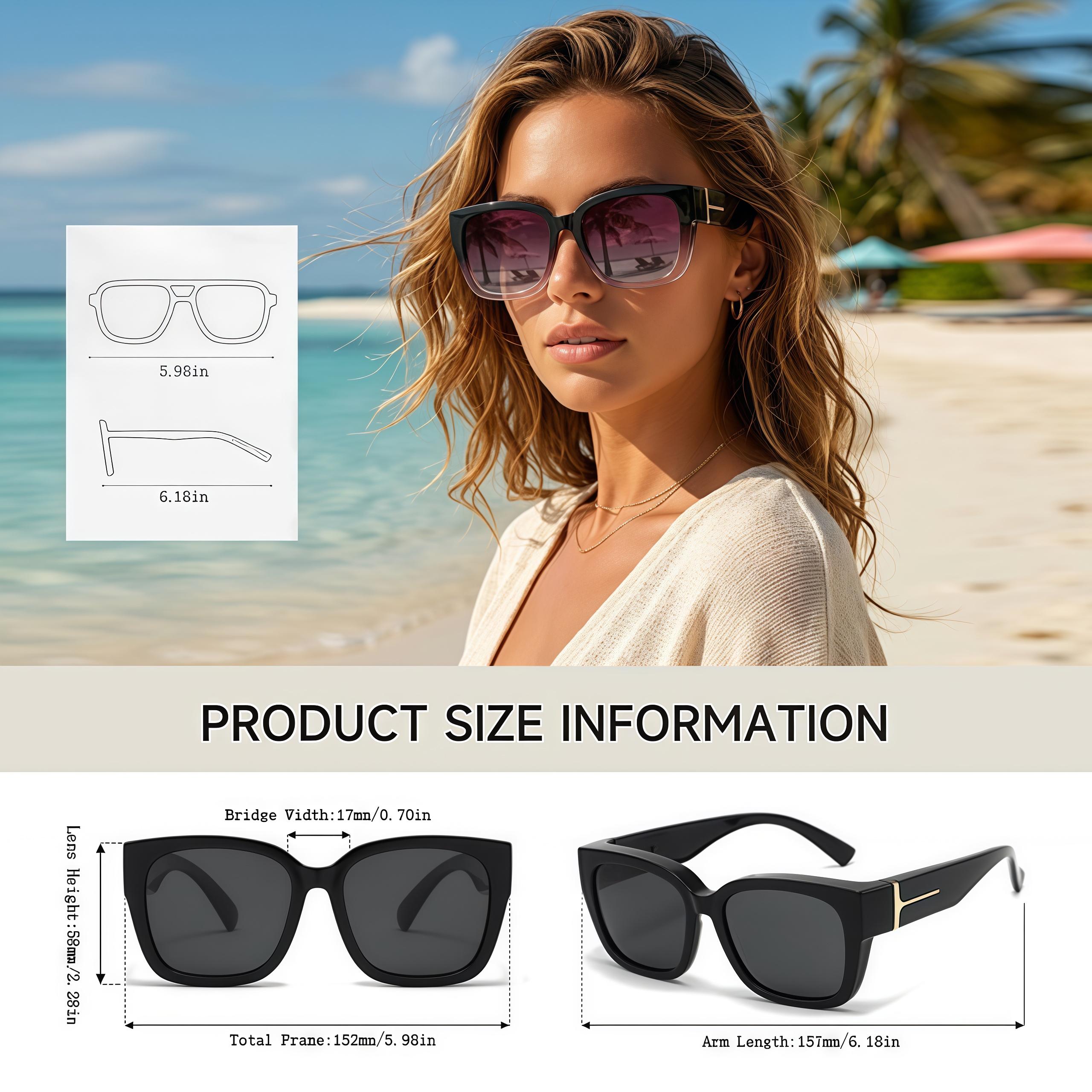 EUNOIALENS Women's Fit Over Square Frame Sunglasses - Oversized Polarized Lenses, UV400 Protection, T-Zone Temples, Wrap-Around Design, for Casual Driving & Daily Wear, Stylish Women's Gift Accessory, Sunglasses For Women