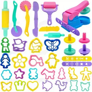 78 Piece Kids Clay Tool Set with Animal Molds, Durable Plastic, Multiple Play Tools, Random Patterns, Mixed Colors