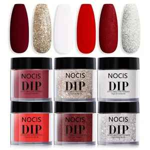 Glitter Nail Dip Powder Set, 6 Counts Sparkling White Silver Glitter Nail Art Powder, No UV Lamp Needed, Uv Lamp Free for Salon-quality Manicures