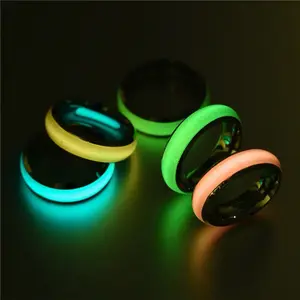 Stainless Steel Smooth Surface Fluorescence Ring - Glow Light Luminous Ring with Colorful Glow, Available in Multiple Colors