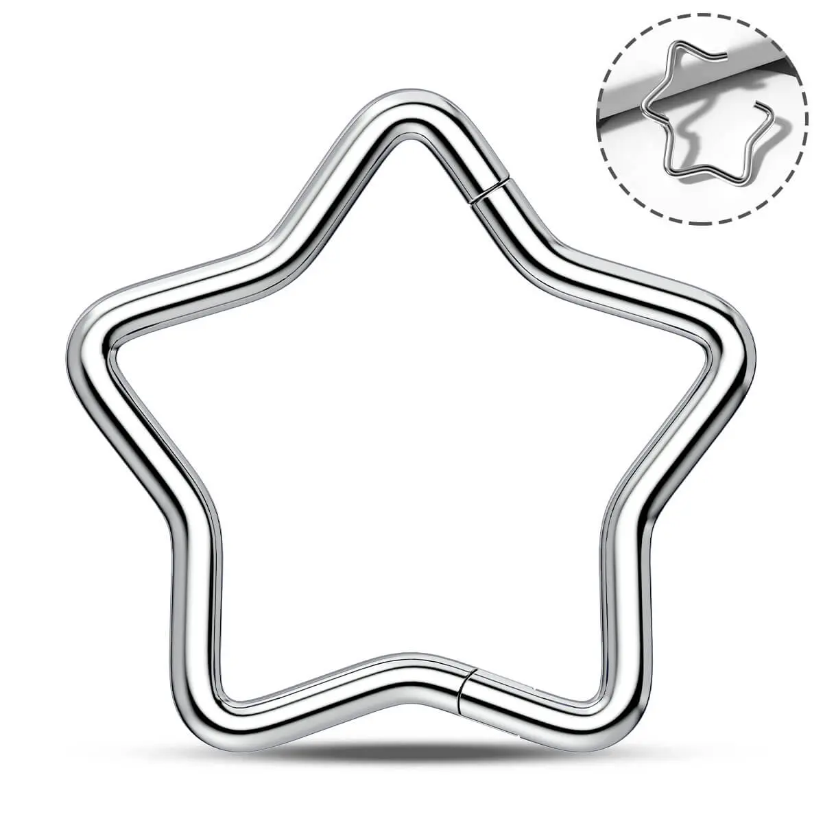 Oufer 16G Titanium Star Hinged Segment Septum Ring