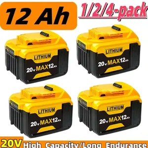 12.0Ah 4-piece pack -2-piece pack -1-piece pack suitablefor Dewalt 20vlithium battery Max XRDCB200DCB201DCB203 DCB204DCB206DCB181DCB180wireless power toolbattery replacement dewalt