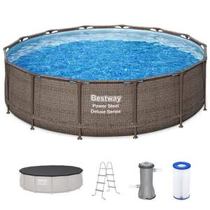 Bestway Power Steel 14' x 42" Above Ground Outdoor Swimming Pool Set with Pump Bestway Power Steel 14' x 42" Above Ground Outdoor Swimming Pool Set with Pump