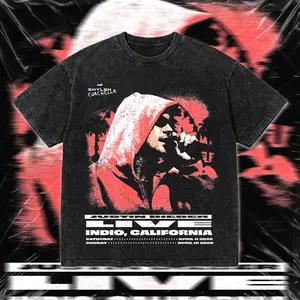 Retro Justin Coachella Live Graphic T-Shirt Acid Washed, Hip Hop Pop Streetwear Tee, Babie Singer Coachella 2026 Style Shirt, Gothic Grunge Y2K Oversized Shirt, Pop of King Aesthetic Streetwear, Trendy Street Style Top