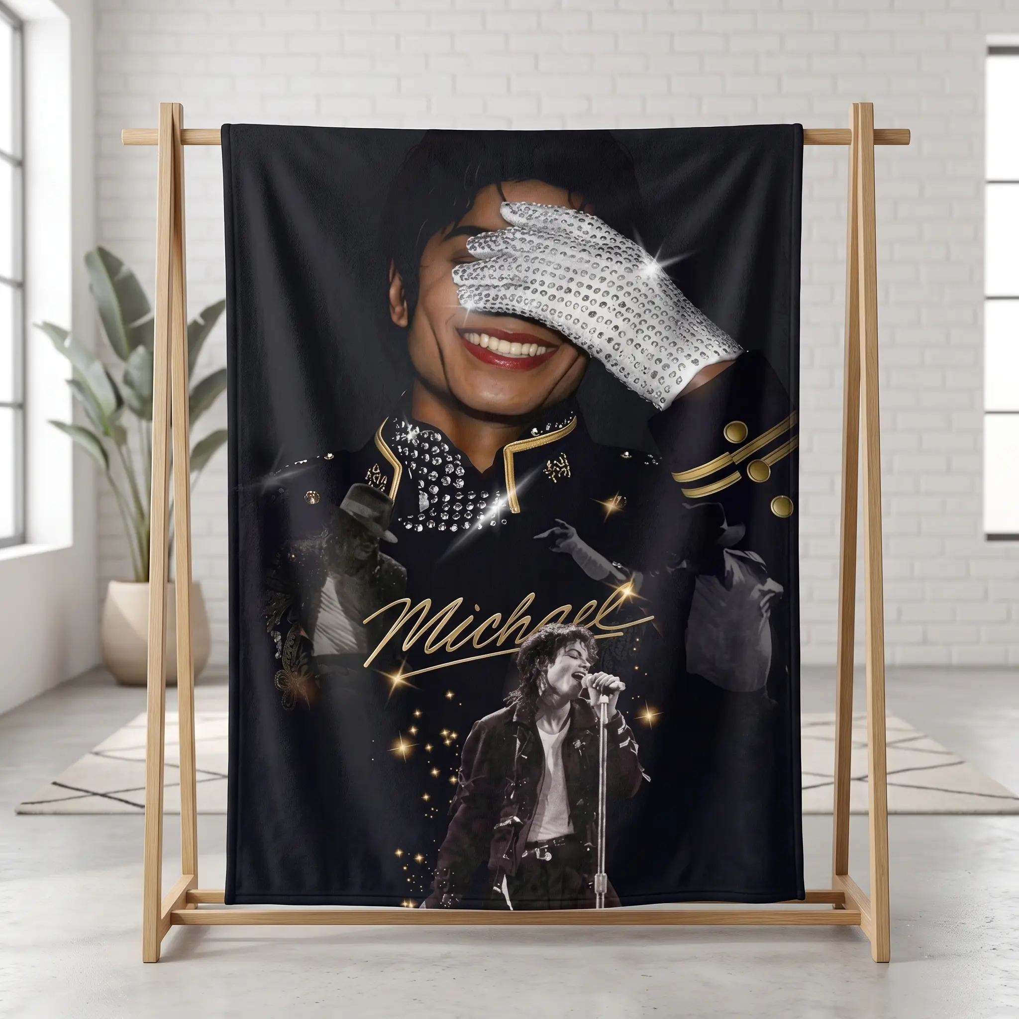 Michael Jackson Tribute Fan Art Wall Tapestry Soft Flannel Fabric Poster - Pop Music Legend Graphic Hanging Decor for Bedroom Dorm Living Room - Gift for Music Fans Men Women Teens - Sizes 30x40 40x50 50x60 60x80in