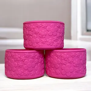 Hot Pink Daisy Silicone Boot for Tumblers, Tumbler Accessories, Pink, Protective Silicone 3D Tumbler Boot, Cotton Candy Tumbler Boot