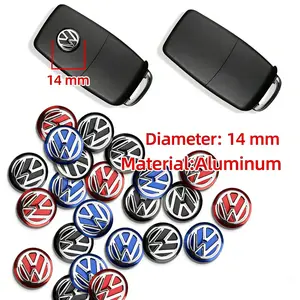 10Pcs 14mm Car Remote Key Fob Emblem Aluminium Badge Sticker Replacement Accessories, Car Key Accessory, For VW Atlas Jetta Touareg Variant Golf Polo GTI Taos Nivus Passat Tiguan Arteon Taigo Caddy Sharan Beetle CC Amarok Transporter Caravelle Crafter