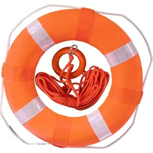 20 Inch Pool Safety Foam Life Preserver Throw Ring, Outdoor Throwable Flotation Device Boat Safety Equipment with 30M Floating Lifesaving Rope, Safety Hook, Grip Ring and Reflective Tape