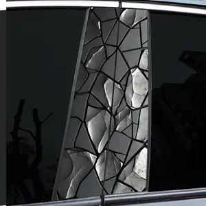 2 pieces, car sticker, car middle column sticker - gray crack texture car sticker, self-adhesive waterproof and scratch-proof, suitable for glass, metal, plastic, ceramic, wood surfaces - car decoration