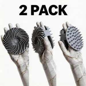 2PCS Silicone Body Scrubber for Shower, Gentle Exfoliating Body Brush for Sensitive Skin, Deep Cleaning Bath Tool (Black & Gray) With 2pcs Antibacterial Hook