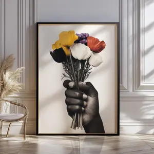 Power in Bloom Wall Art, Black Woman Minimalist Print, Trendy Gallery Decor, Eclectic Art for Modern Home