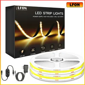 32.8ft/10m Warm White COB LED Strip Light,High Lumen Flexible CRI90+ LED Tape Super Bright DC24V,for Cabinet Home DIY Lighting Projects