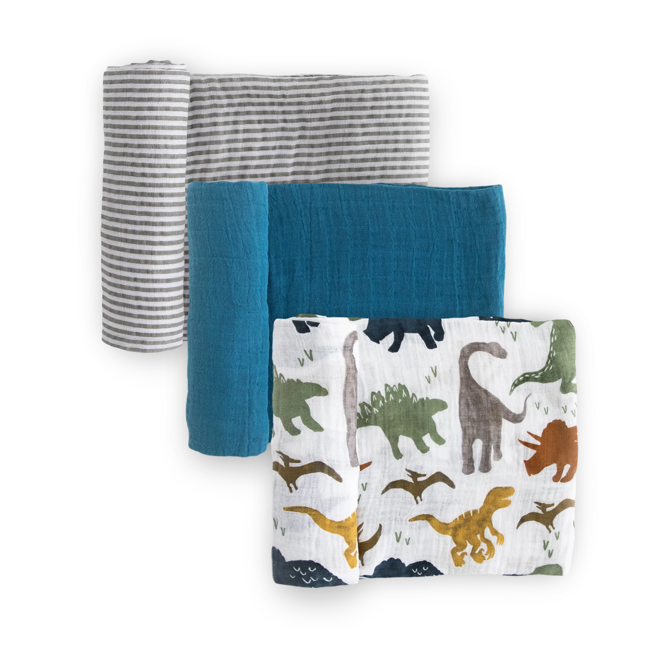 Cotton Muslin Swaddle Blanket 3 Pack - Dino Friends 2 Cotton Muslin Swaddle Blanket 3 Pack - Dino Friends 2