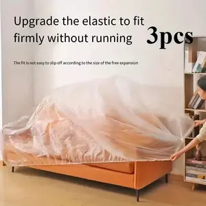 3-Piece Large Elastic Dust Cover Set, 3.1m X 238.76cm, Universal Fit for Sofa Air Conditioner TV Motorcycle Bicycle, Indoor Outdoor Use, Dustproof Cover