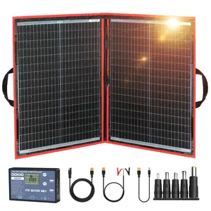 DOKIO 95w 18v Portable Foldable Solar Panel Kit (21x28inch, 5.9lb),Solar Controller 2 USB Output to Charge 12v Batteries/Power Station (AGM, Lifepo4,Jackery) Rv Camping Trailer Emergency Power,summervibes