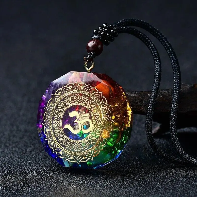 Natural Crystal Orgonite Pendant 7 Chakra Healing Talisman Women Men Necklace necklace boyfriend gifts
