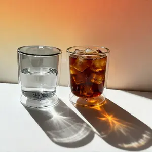 (Set of 2)11.16 oz Double Wall Insulated Glass Tumbler,  Highball Glass Cups for Beer, Lemonade, Iced Tea, Tropical Drink, Cocktail, Smoothie, Mojito and Mixed Drinks,microwave & dishwasher high borosilicate，Condensation-free tiktokshopspringglowup