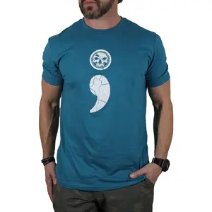 Closeout- Men's Heathered Teal Semicolon Light-Weight T-Shirt